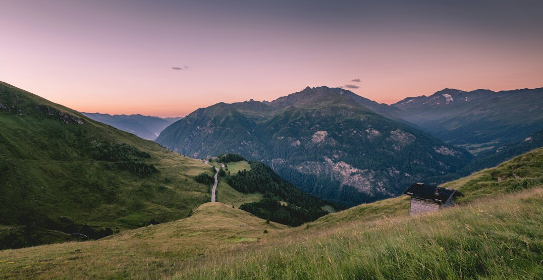 Alpine mountain landscape at sunrise