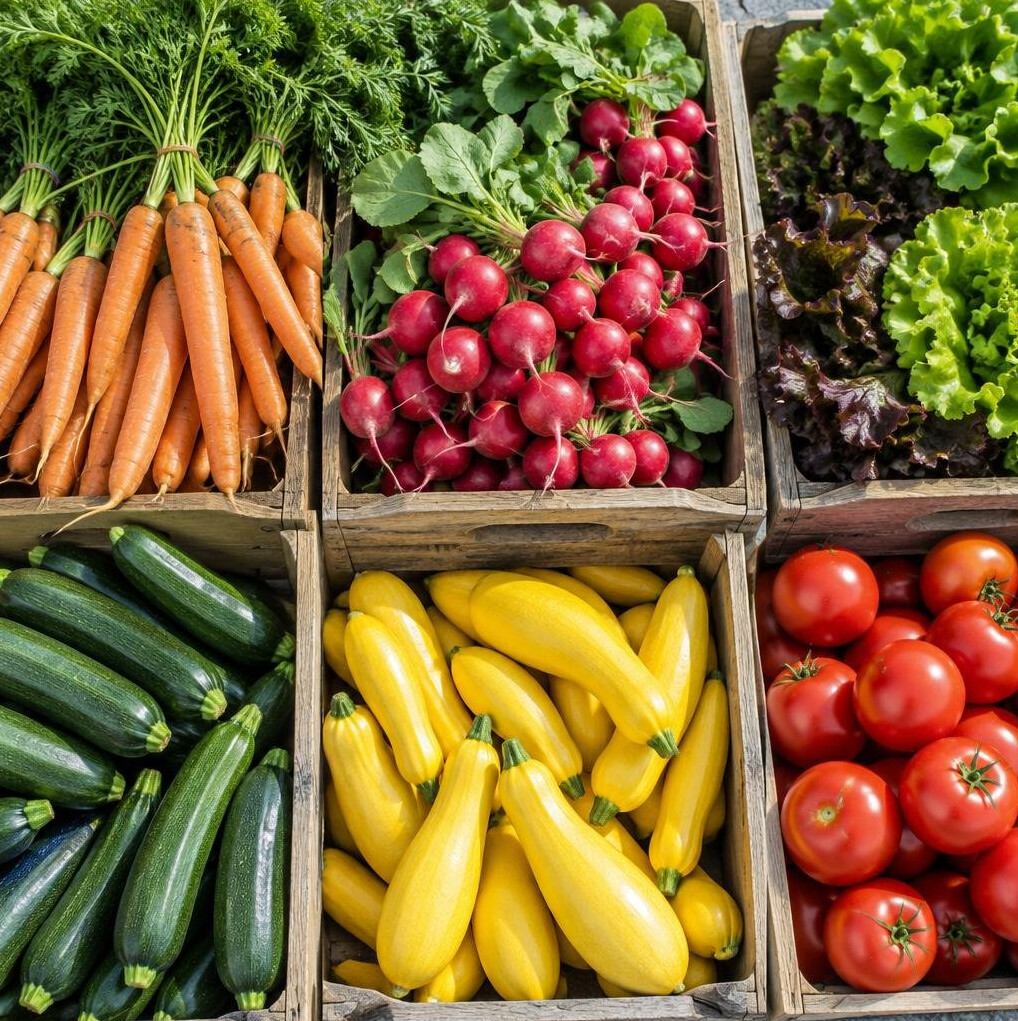 Assorted fresh vegetables at a market