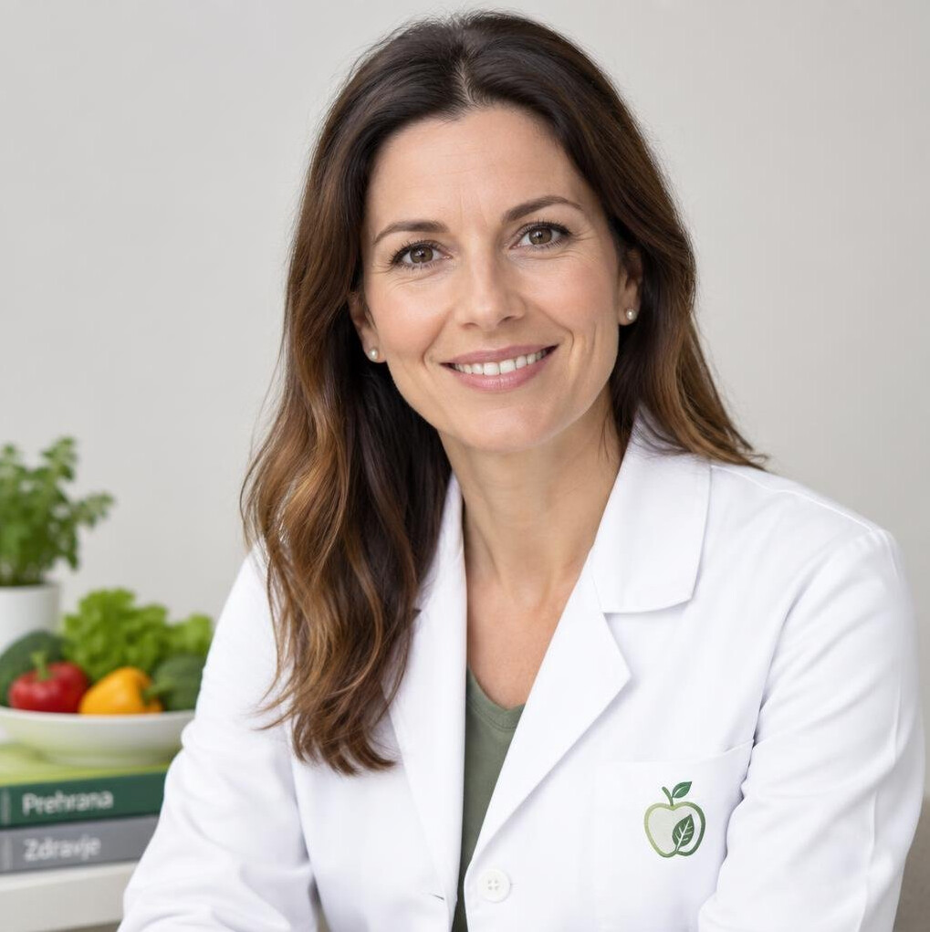 Portrait of a smiling female doctor in a white coat