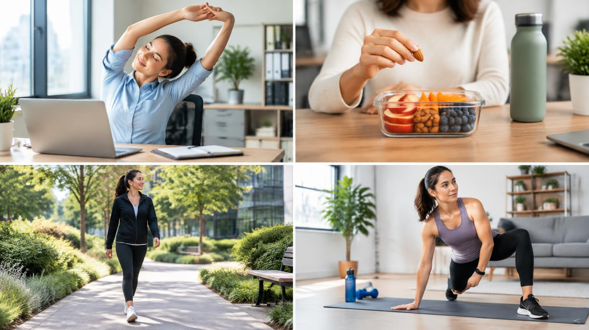 office worker stretching at desk